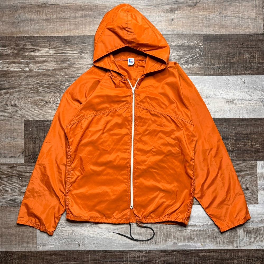 Vintage Russell Athletic Windbreaker Full Zip Lightweight Brown Mens Medium